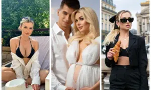 Trzy ujęcia kobiety: w bikini na tle zieleni, w ciąży z partnerem, w Paryżu z rogalikiem. Ile lat ma Wersow?