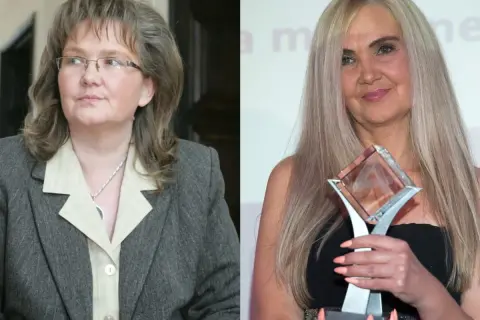 Dwie Anny Kalaty. Na pierwszym zdjęciu kobieta w okularach i marynarce, na drugim z nagrodą. Ile lat ma Anna Kalata?