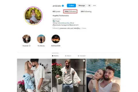 Profil Andziaks z 986 tys. obserwujących. Zastanawiasz się, ile zarabiają polscy influencerzy za jeden post sponsorowany na IG?