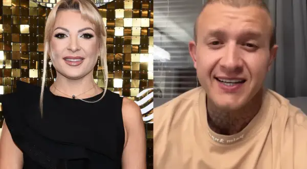 Magda Narożna z zespołem disco polo i jej partner.