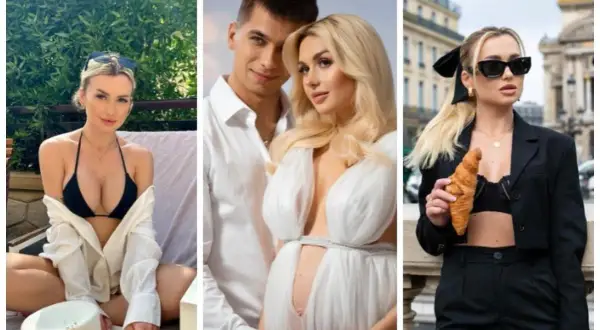 Trzy ujęcia kobiety: w bikini na tle zieleni, w ciąży z partnerem, w Paryżu z rogalikiem. Ile lat ma Wersow?
