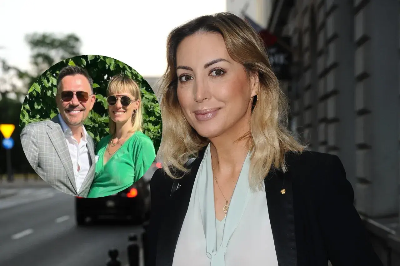 Anna Zejdler z partnerem na zdjęciu. Uśmiechnięta para w okularach przeciwsłonecznych na tle zieleni.