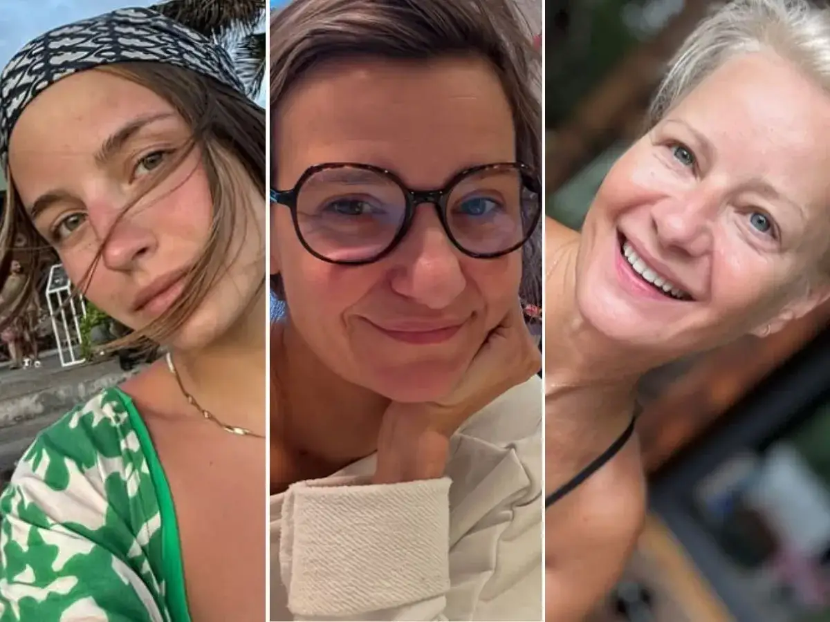 Trzy kobiety bez makijażu. Jedna z nich wyjaśnia, dlaczego popularna aktorka zrezygnowała z makijażu poza pracą.