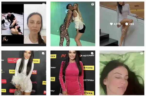 Monika Laskowska w różowej sukience i białej kreacji. Wiek nie gra roli w jej stylu.